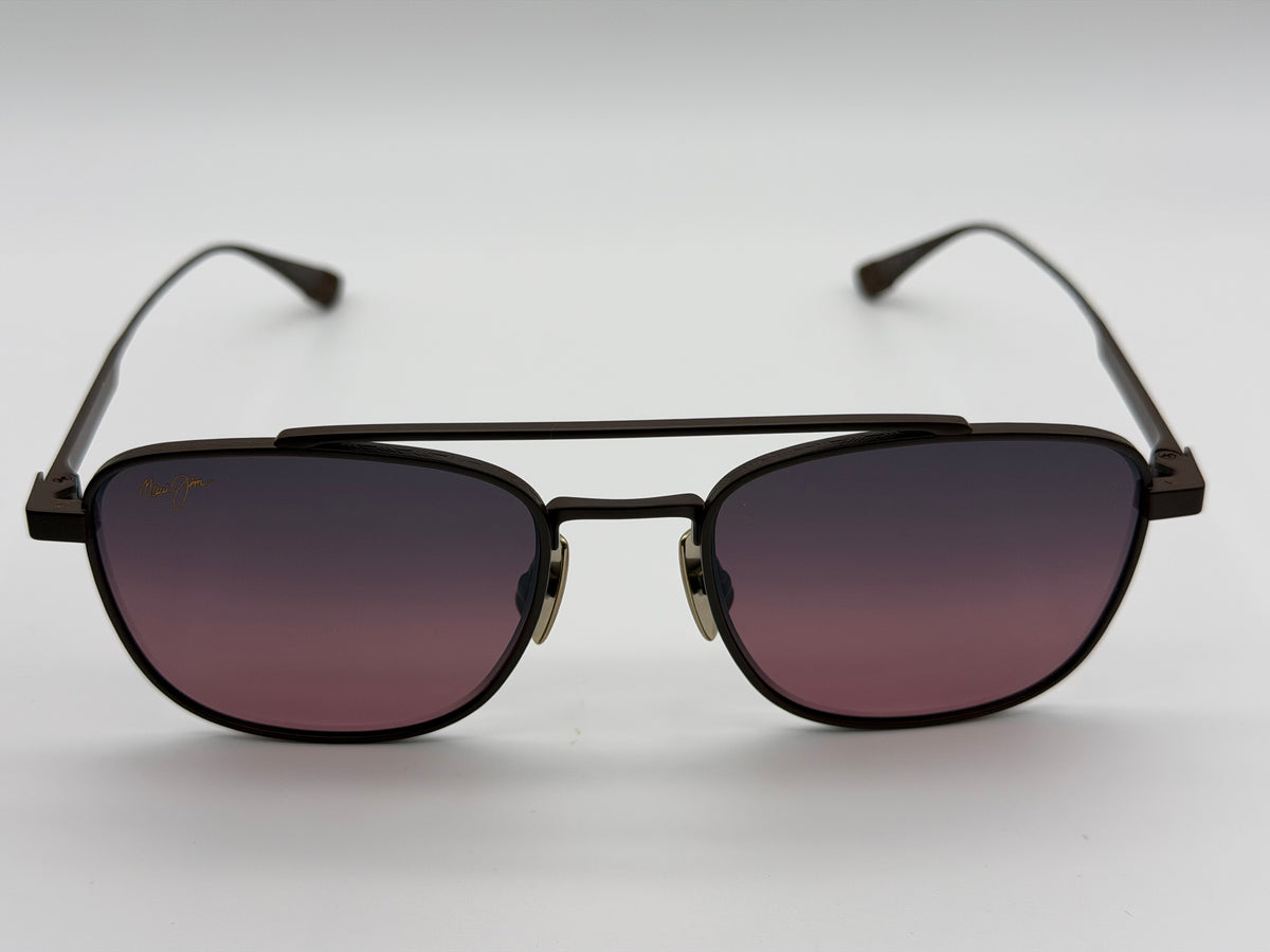 Maui Jim KAHANA 53mm Double Bridge Maui Rose Polarized / Shiny Brown Titanium MJ640 01 Japan NEW