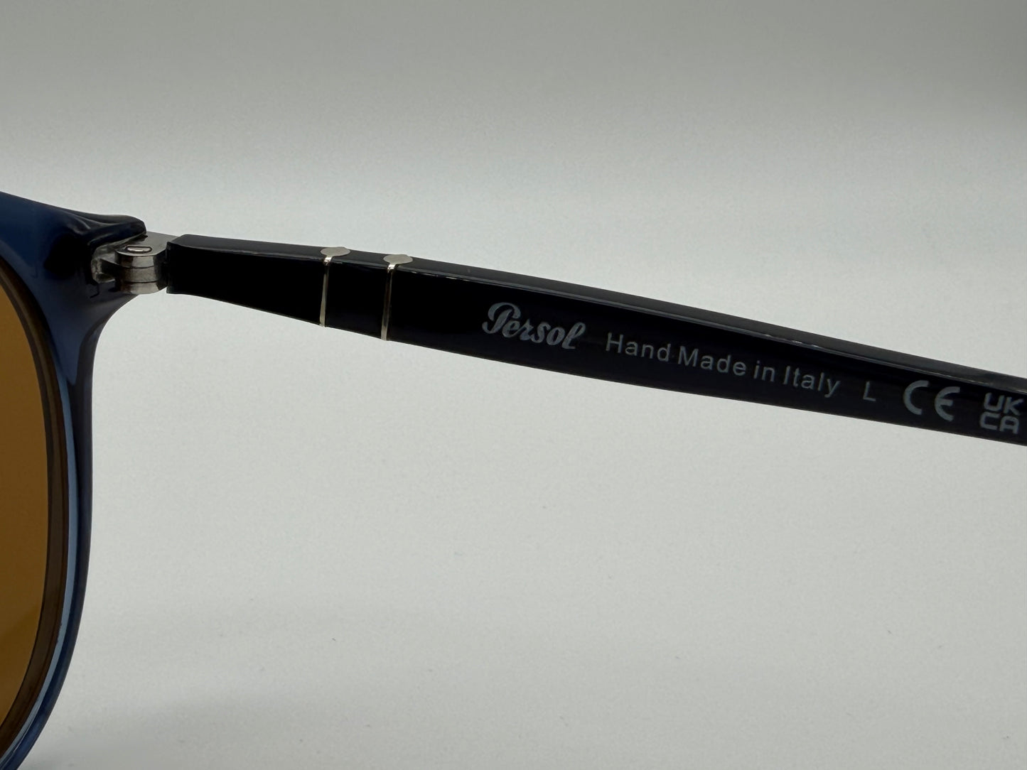 Persol PO 9649 55mm Transparent Blue / Brown Glass 114133 Italy NEW