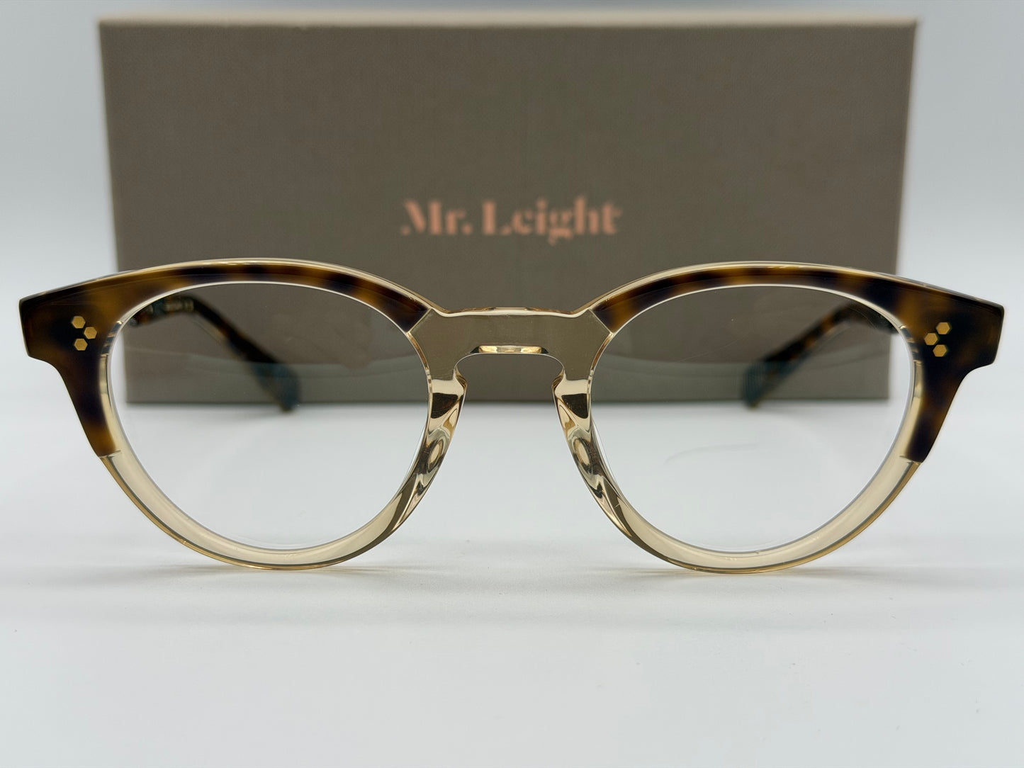 Mr. leight Audrey C 46mm CROWN SHELL - ANTIQUE GOLD Demo Lens Japan Open Box