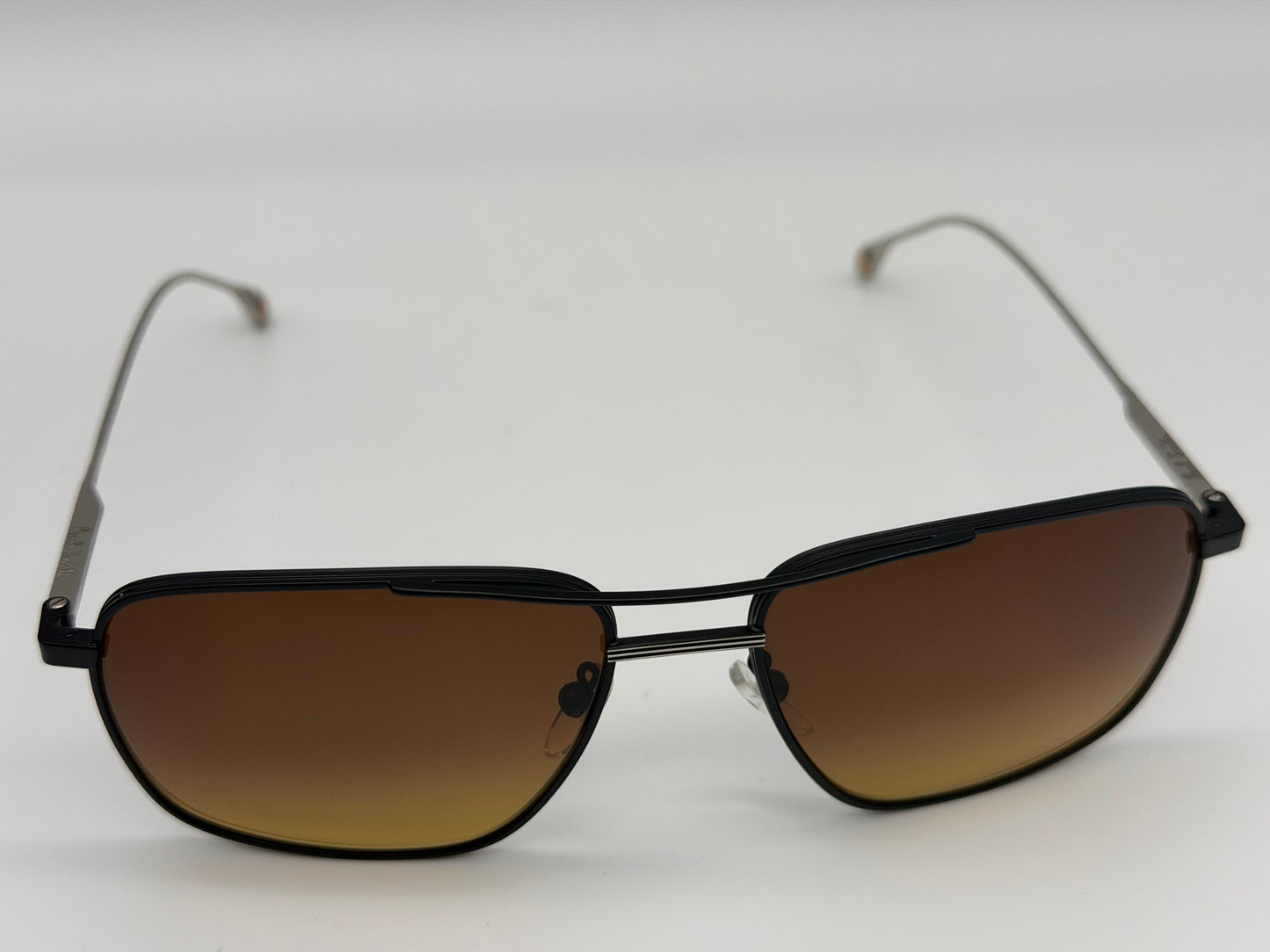 Paul Smith Foster 58mm Matte Black / Shiny Silver - Brown Gradient PSS 07958 Italy NEW