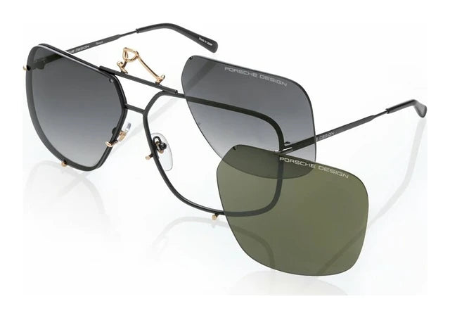 Porsche Design P 8928 Black Titanium Gold with 2 lenses Gray Gradient and Green Japan NEW