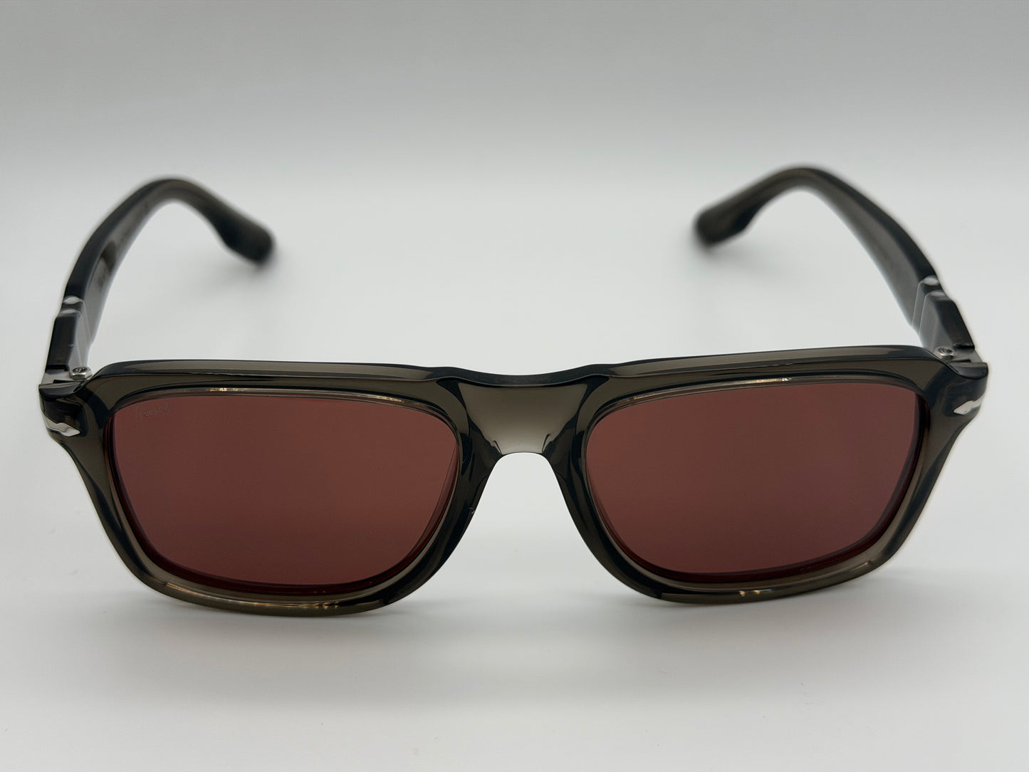 Persol PO 8002S 55mm Opal Gray / Red Crystal Italy Open Box