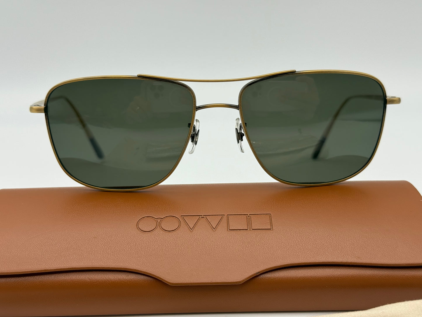 Oliver Peoples Shaefer VFX POLARIZED 55mm OV 1146 ST 5039/P1 Titanium Antique Gold Green PREOWNED