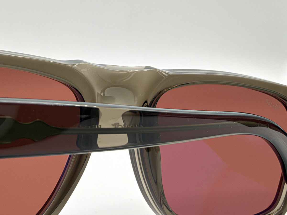 Persol PO 8002S Opal Grey /  Red Glass Lens 55mm 1103C5 Italy Preowned