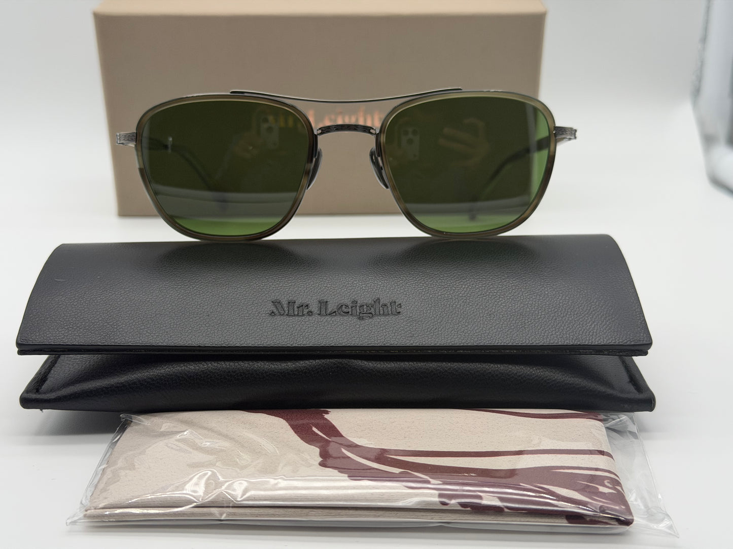 MR. LEIGHT PRICE S 49mm SYCAMORE PEWTER Titanium / GREEN Glass Japan NEW