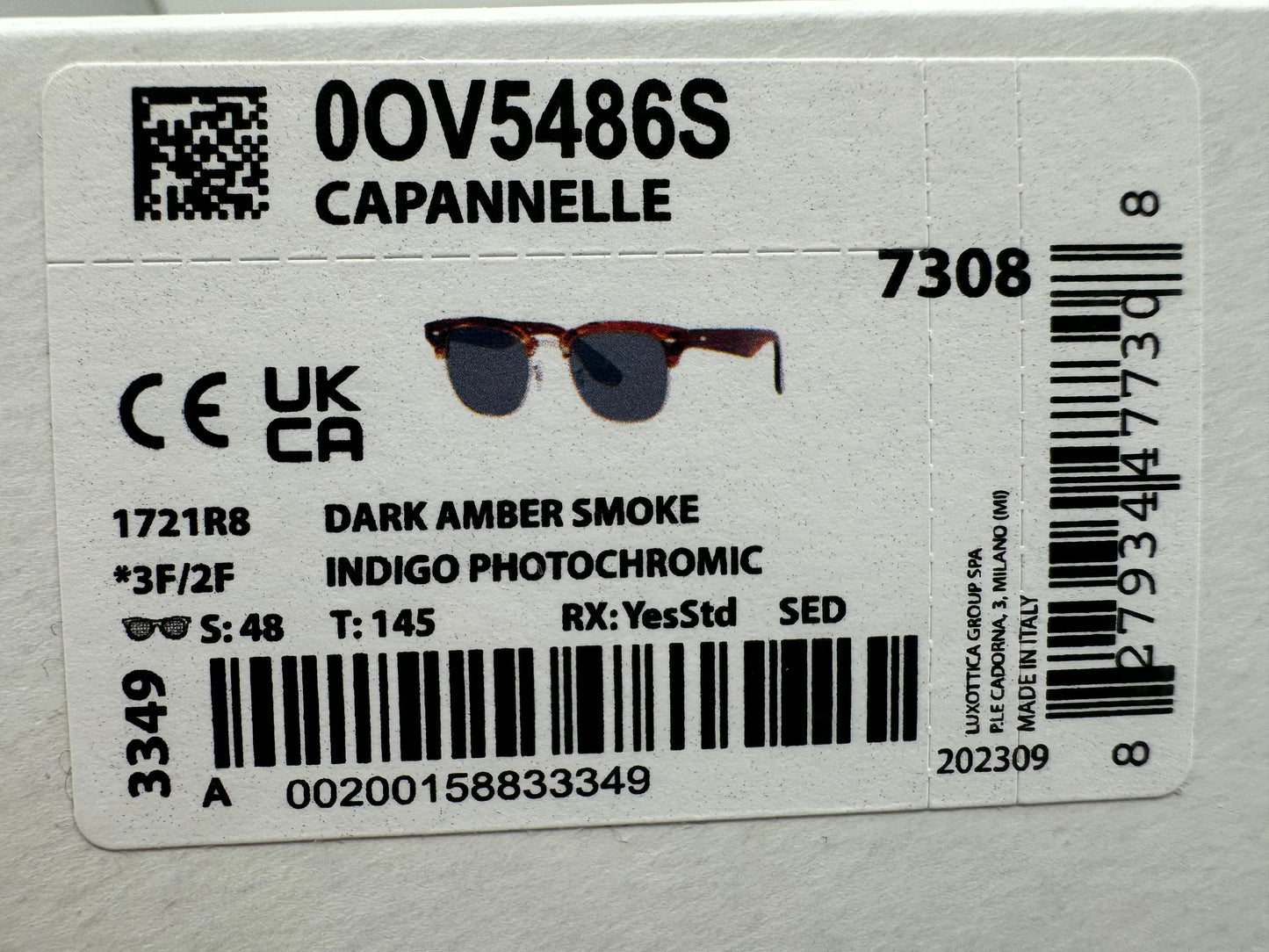 Oliver Peoples Brunello Cucinelle Capannelle 48mm OV 5486 Dark Amber Smoke Indigo Photochromic 1721R8 Italy NEW