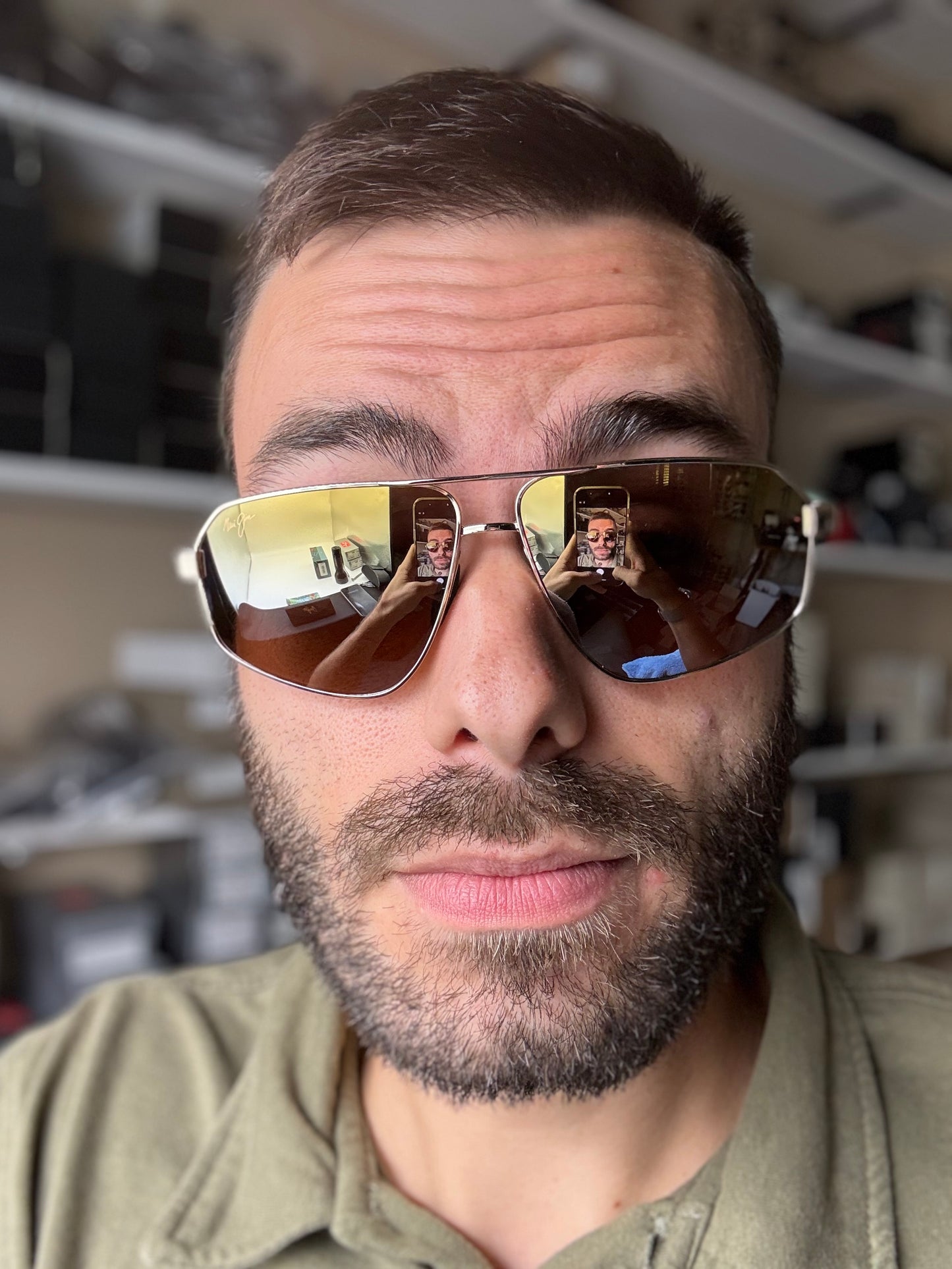 Maui Jim Keawawa 60mm Shiny Gold / Dual Mirror Gold to Silver MJ 0620 Glass Italy NEW