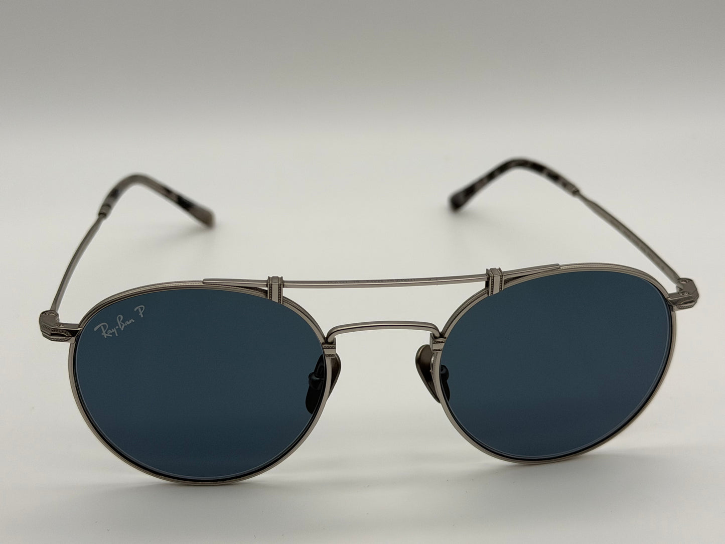 Ray-Ban Round Double Bridge Titanium 50mm Demi Gloss Blue Mirror Gold RB 9165 Japan NEW