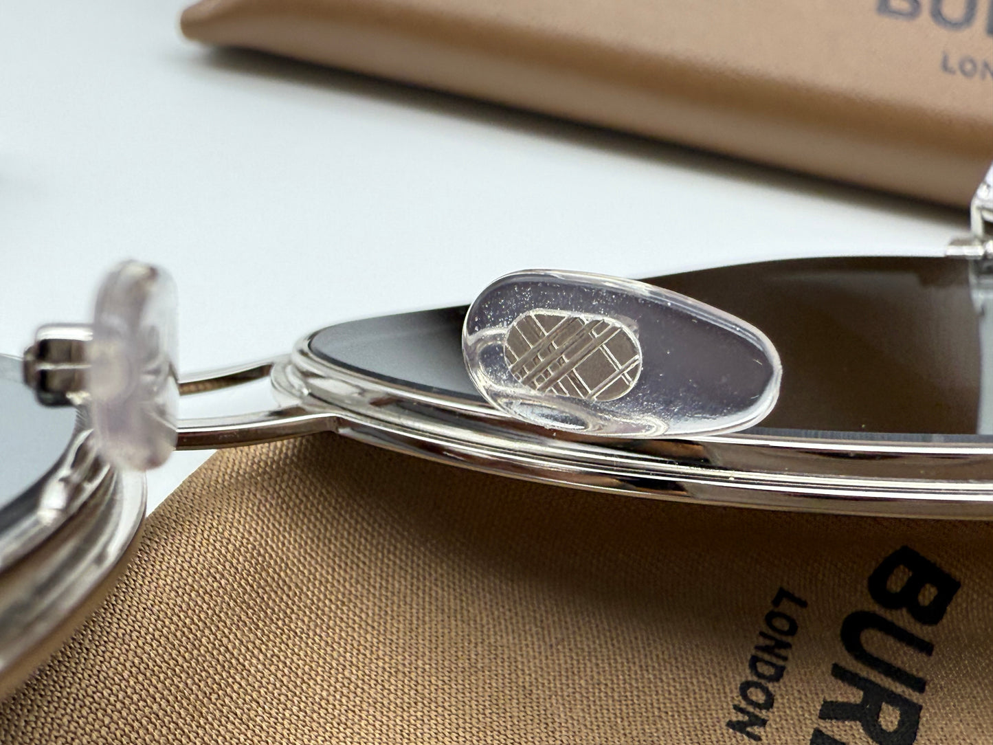 Burberry Scott Aviator 59mm BE3135 Silver / Dark Gray 100587 Itlay new