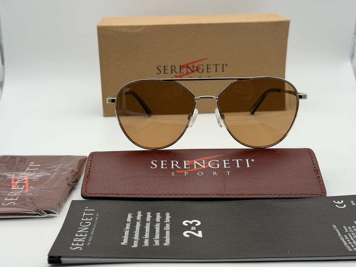 Serengeti Odell 56mm Shiny Light Gold / Saturn Drivers Polarized SS 555001 Itlay NEW