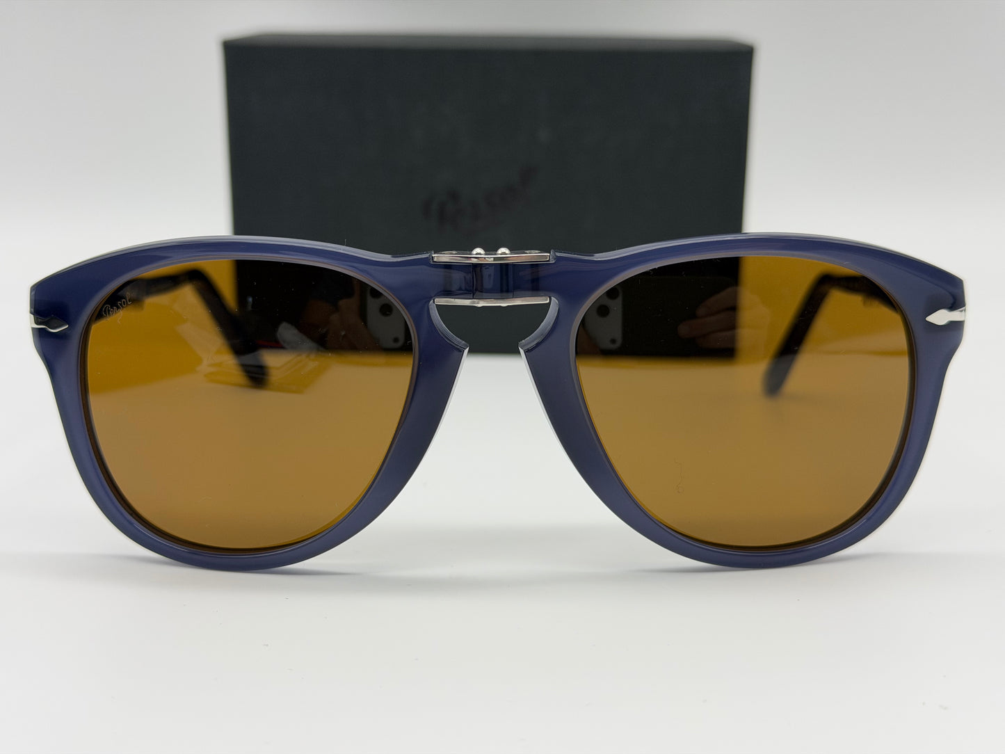 Persol PO 714 54mm Milky Depths Blue / Brown Lens 121733 Italy NEW