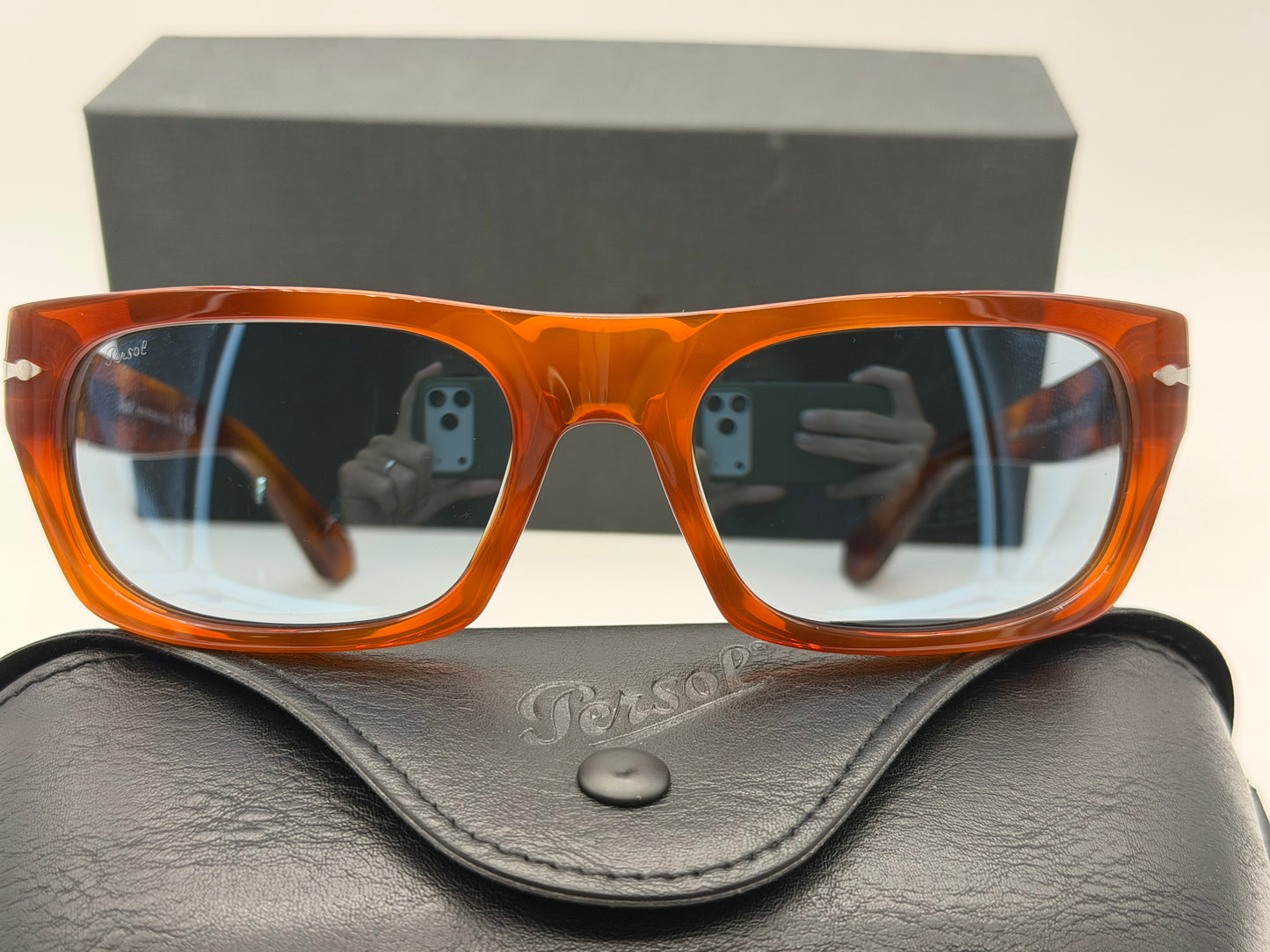 Persol PO 3398S 55mm Terra Di Siena / Light Blur Crystal 96 / 56 Italy NEW