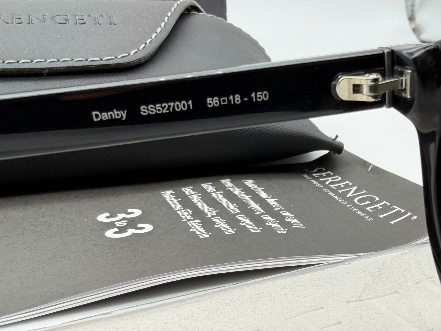 Serengeti Danby 64mm Shiny Black / Mineral Polarized 555nm SS527001 NEW