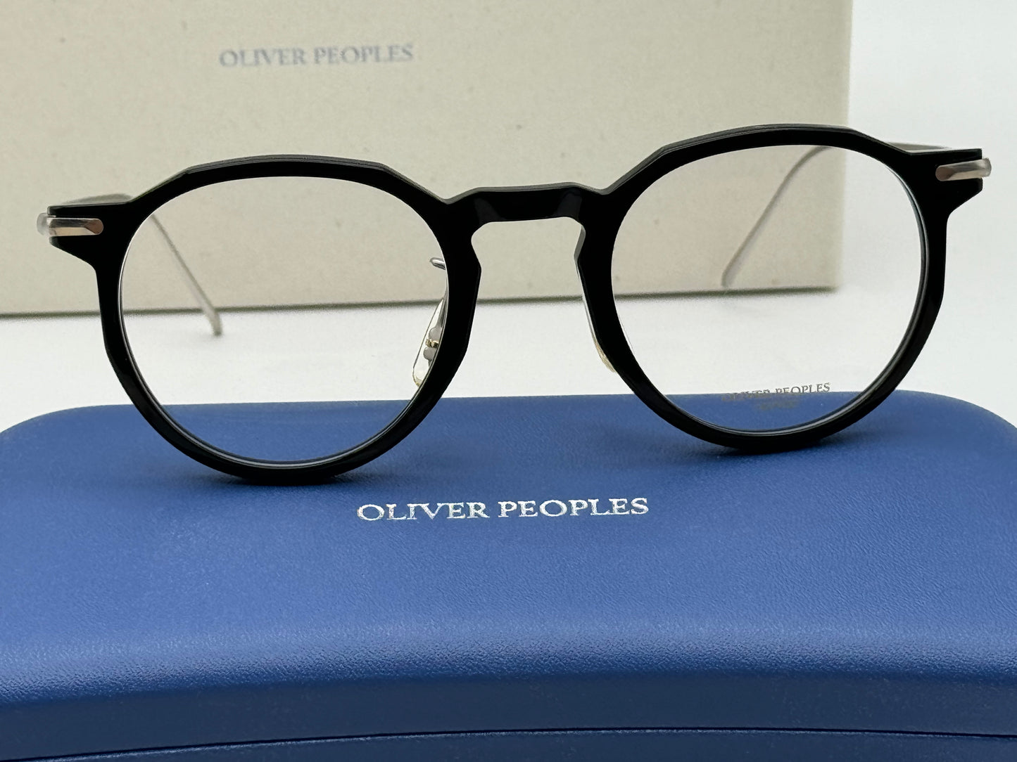 Oliver Peoples G Ponti 1 OV 5460 1005 47mm Black Silver w/ Burgundy Clip Japan NEW