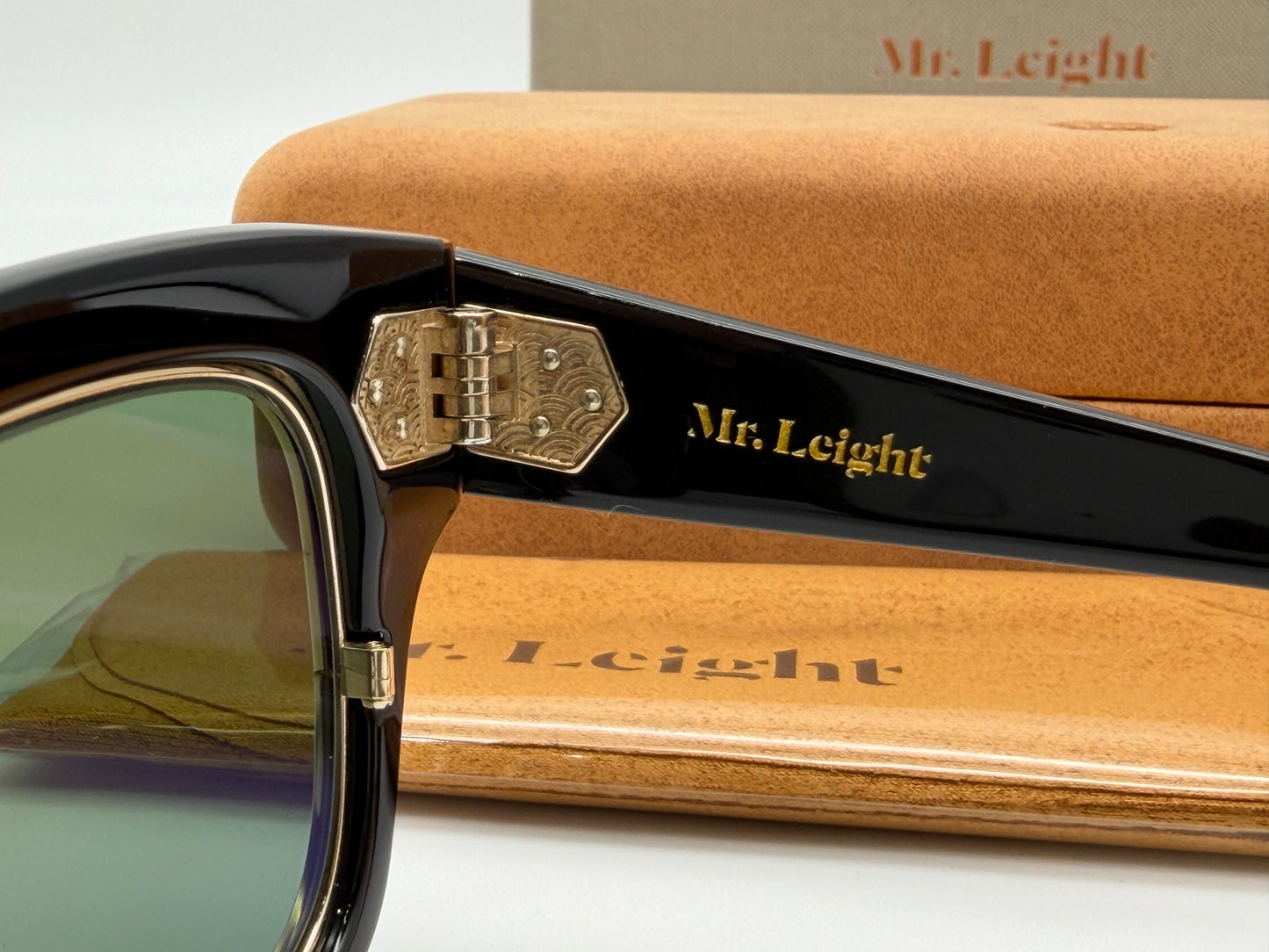 Mr. Leight GO S 48mm Black 12K Gold / Green Polarized Lens Japan Open Box