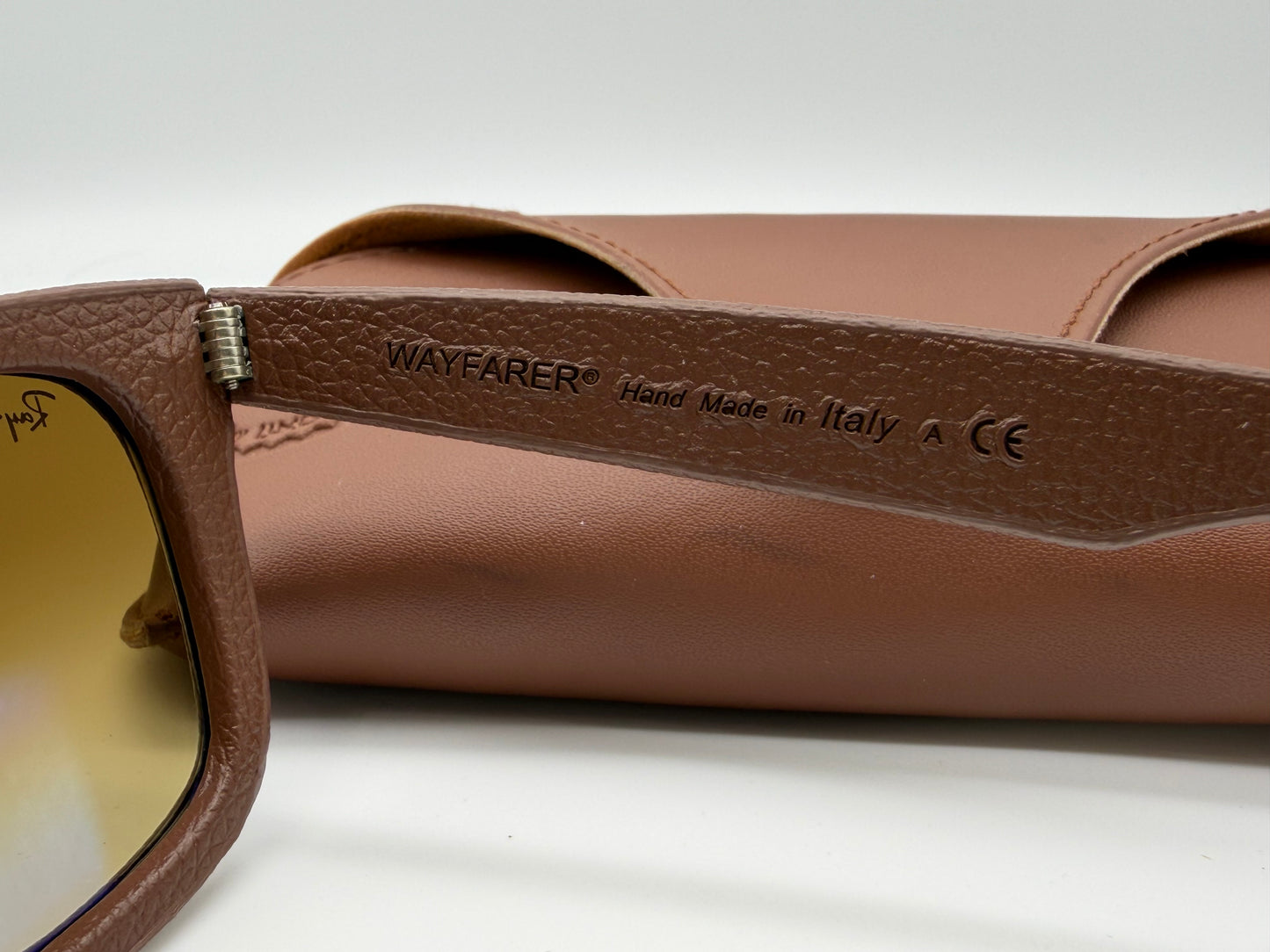 Ray-Ban Wayfarer Leather 50mm Matte Bronze-Copper / Brown Gradient RB 2140 - QM 1169 / 85 Italy Missing Box