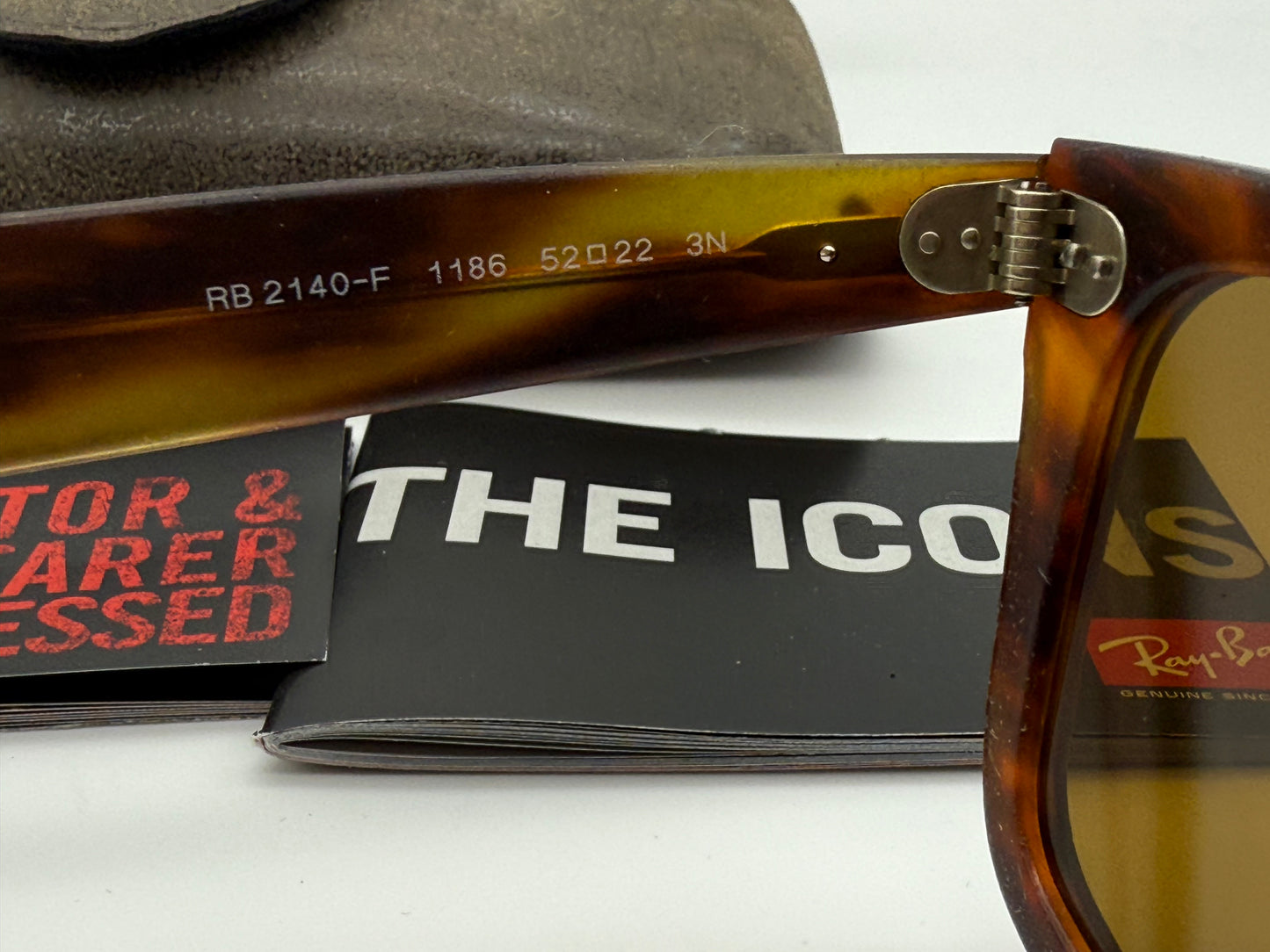 Ray-Ban Original Wayfarer 52mm Distressed Stripped Havana / B 15 Glass Lens RB 2140 F Low Bridge Italy NEW