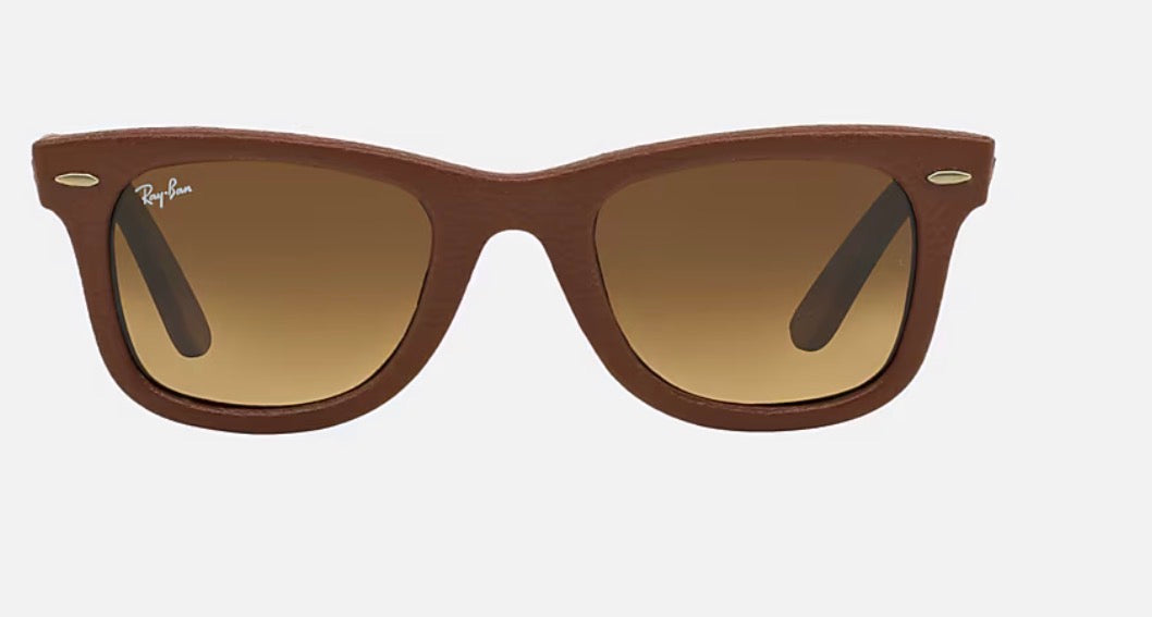 Ray-Ban Wayfarer Leather 50mm Matte Bronze-Copper / Brown Gradient RB 2140 - QM 1169 / 85 Italy Missing Box