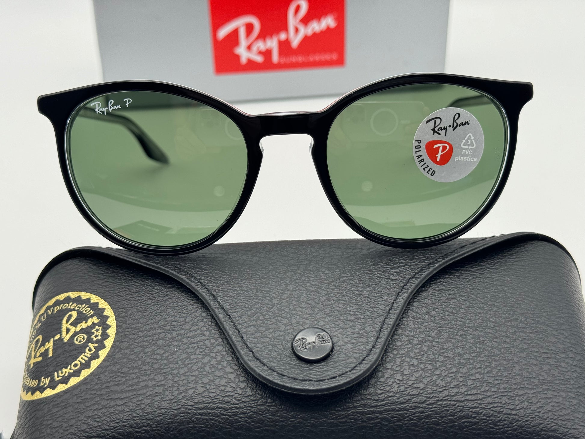 Ray Ban RB 2204 51mm Black Transparent Acetate G15 Polarized Green