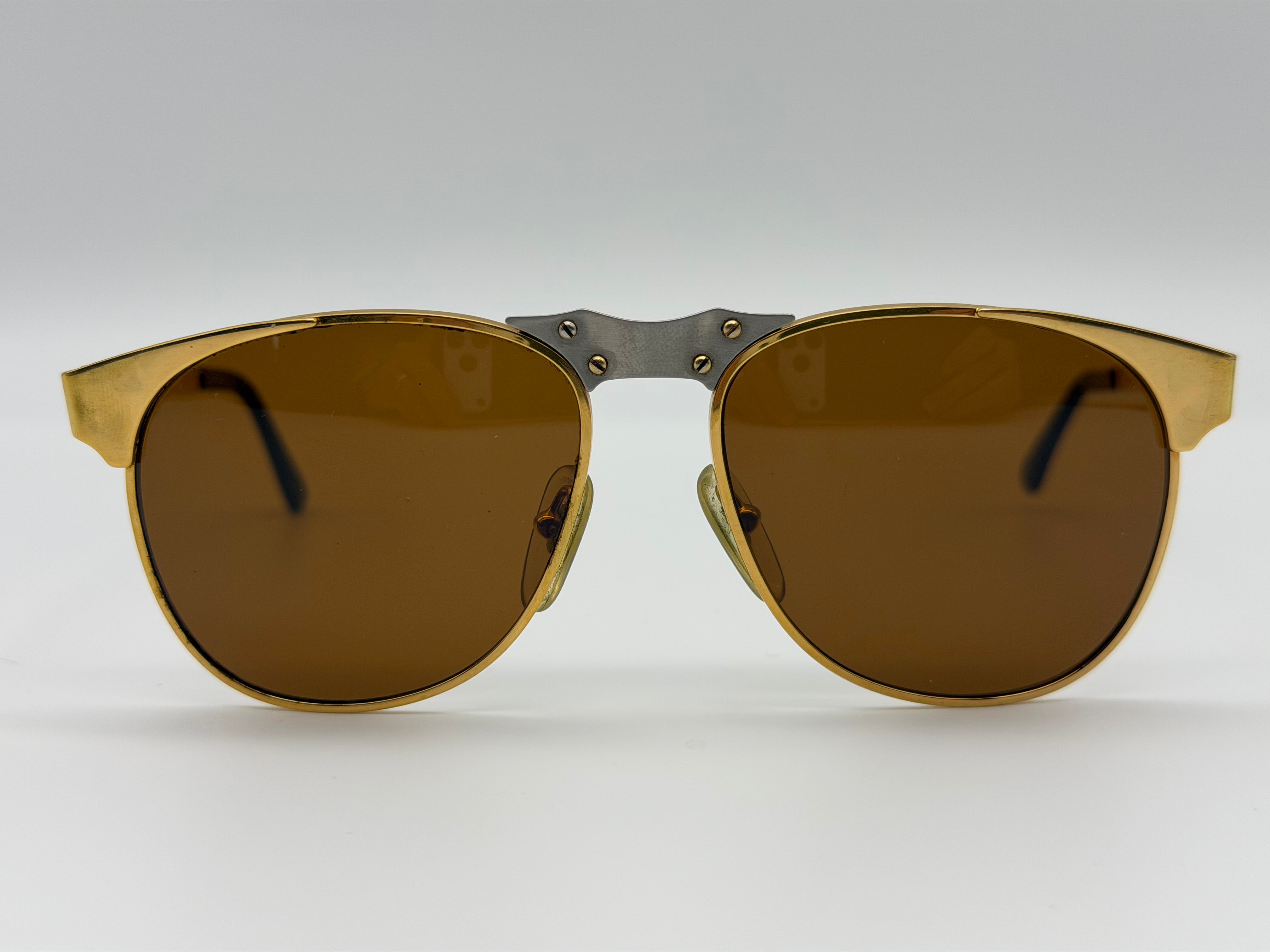 VINTAGE PERSOL RATTI 647 80s SUNGLASSES Gold / Brown Italy