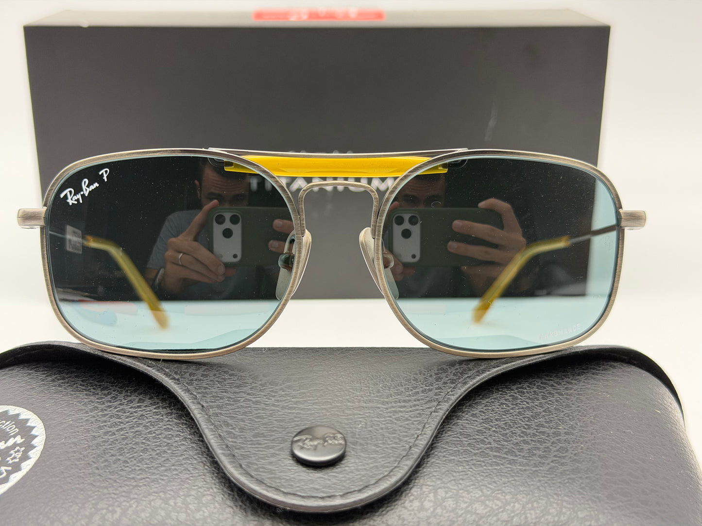 Ray-Ban Titanium RB 8062 Matte Gray / Light Blue Classic Chromance Polarized 92083R Japan NEW