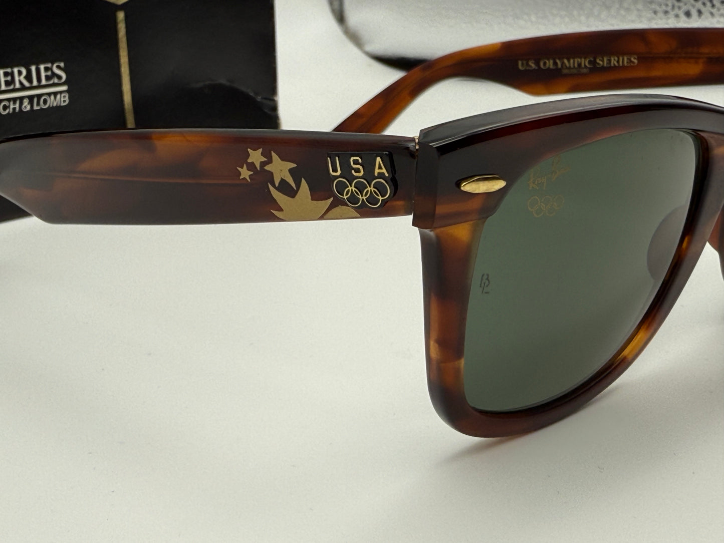 VINTAGE RAY-BAN WAYFARER 50mm USA B&L OLYMPIC SERIES TORTOISE / G-15 W2244 XUAR NOS