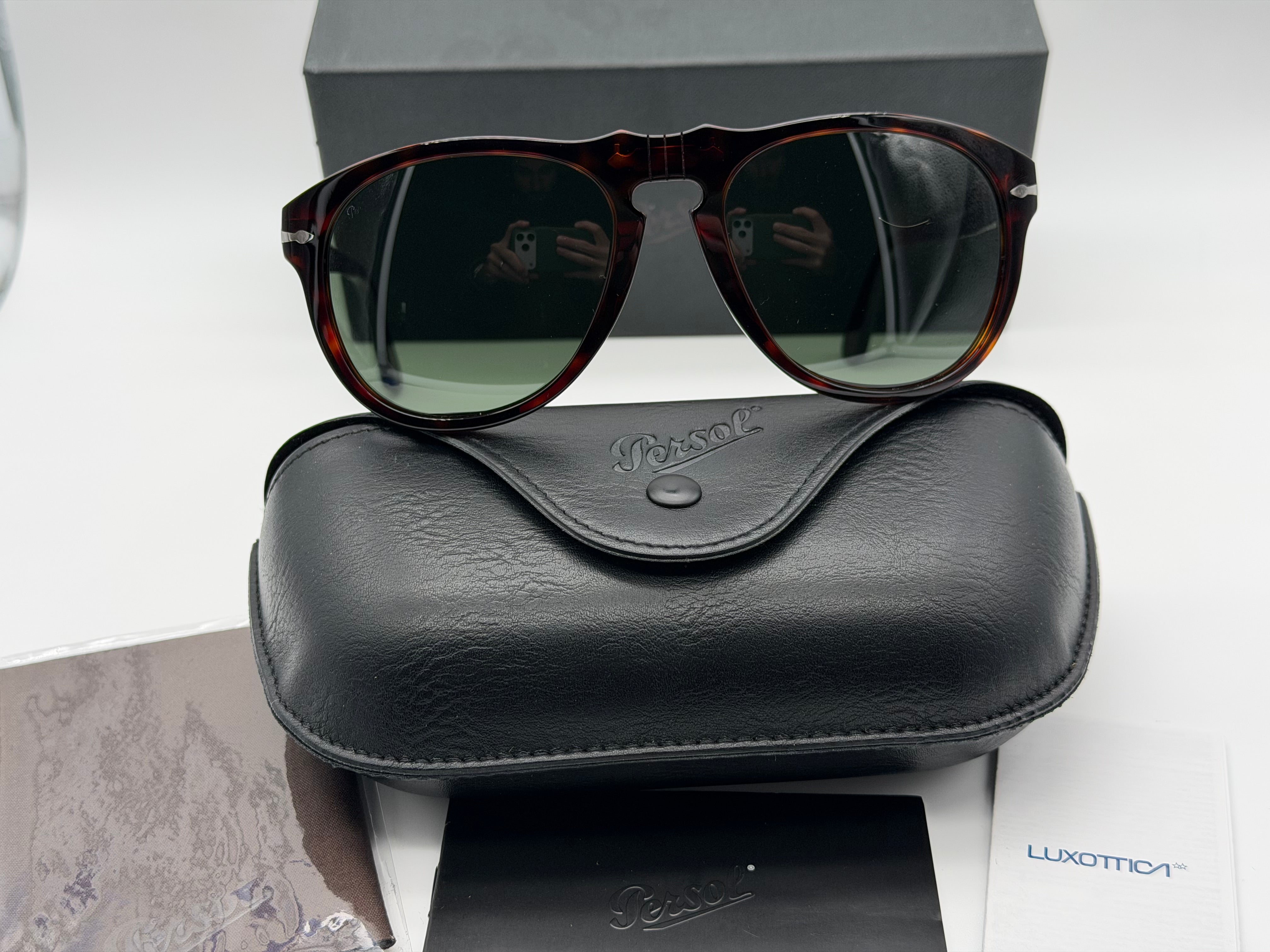 Persol PO 649 56mm Havana / Green Glass 24 / 31 Italy NEW – Shade