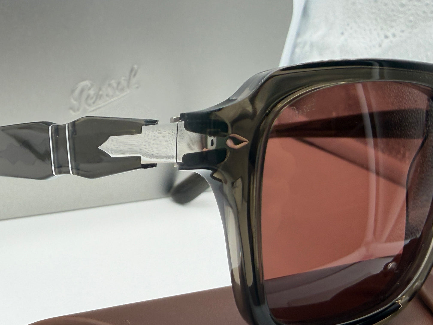 Persol PO 8002S 55mm Opal Gray / Red Crystal Italy Open Box