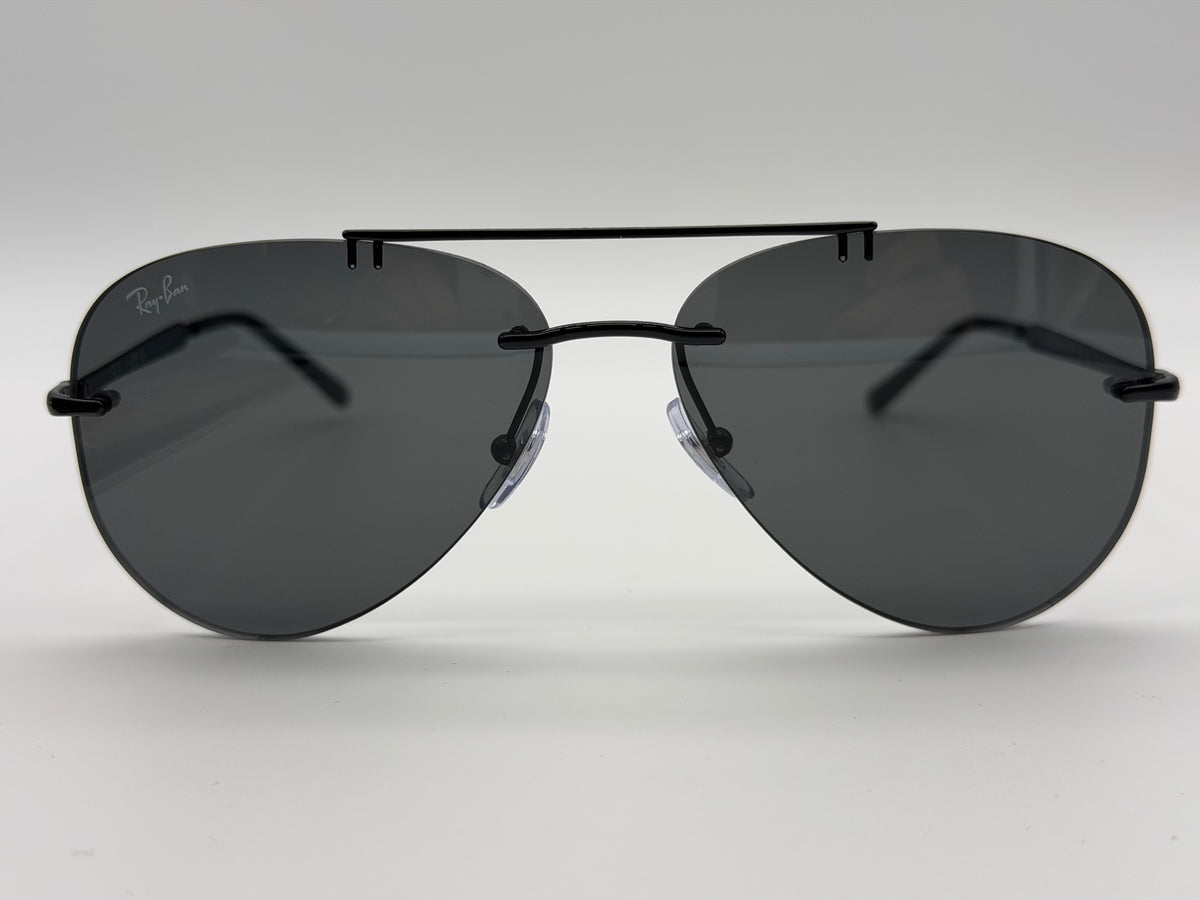 Ray-Ban Aviator Rimless RB 3791 Polished Black / Dark Gray 002/87 NEW