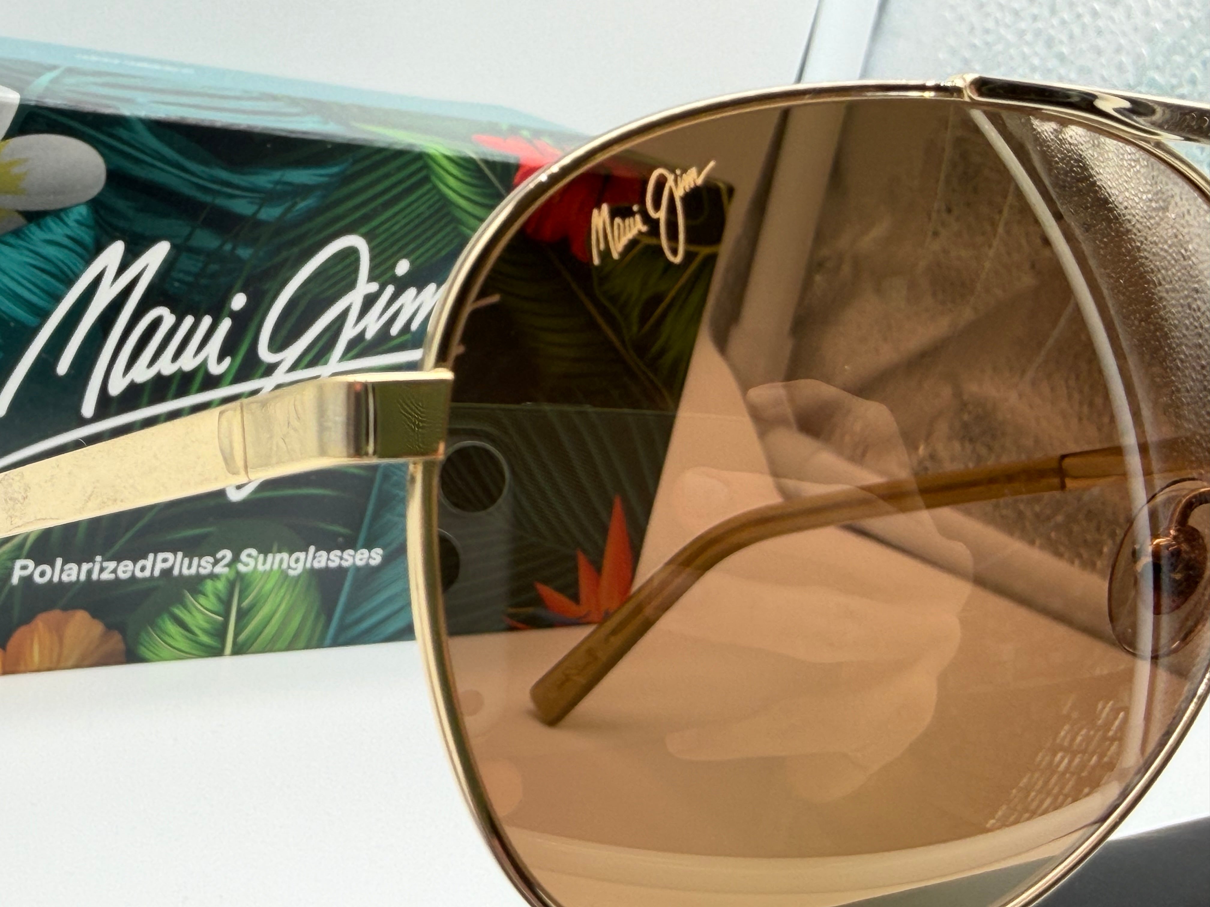 イグドラシル・オリンピア Maui Jim Seacliff 61mm Aviator Gold / HCL Bronze MJ 0831 Italy NEW