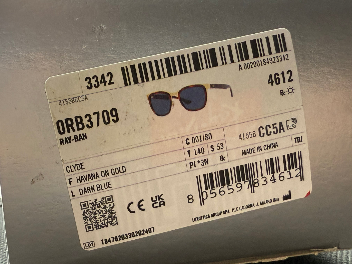 Ray-Ban Clyed RB 3709 53mm Havana Gold / Dark Blue 001 / 80 NEW