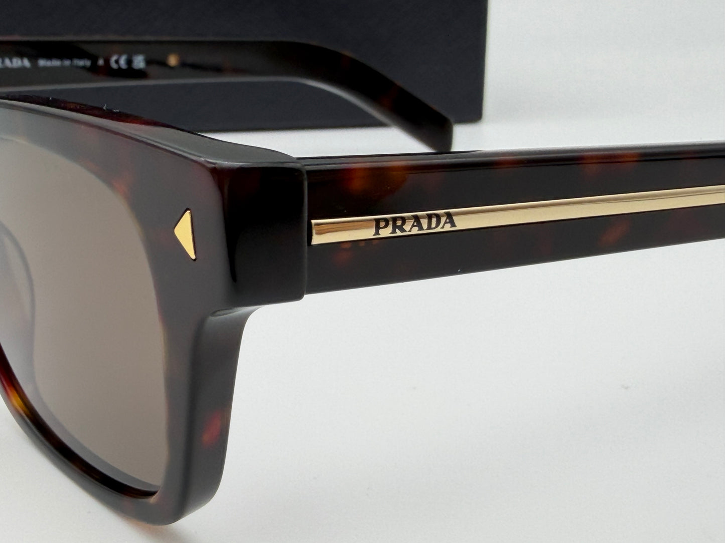 Prada PR A17s 51mm Wayfarer Radica Tortoise/ Dark Brown Glass Lens Italy NEW