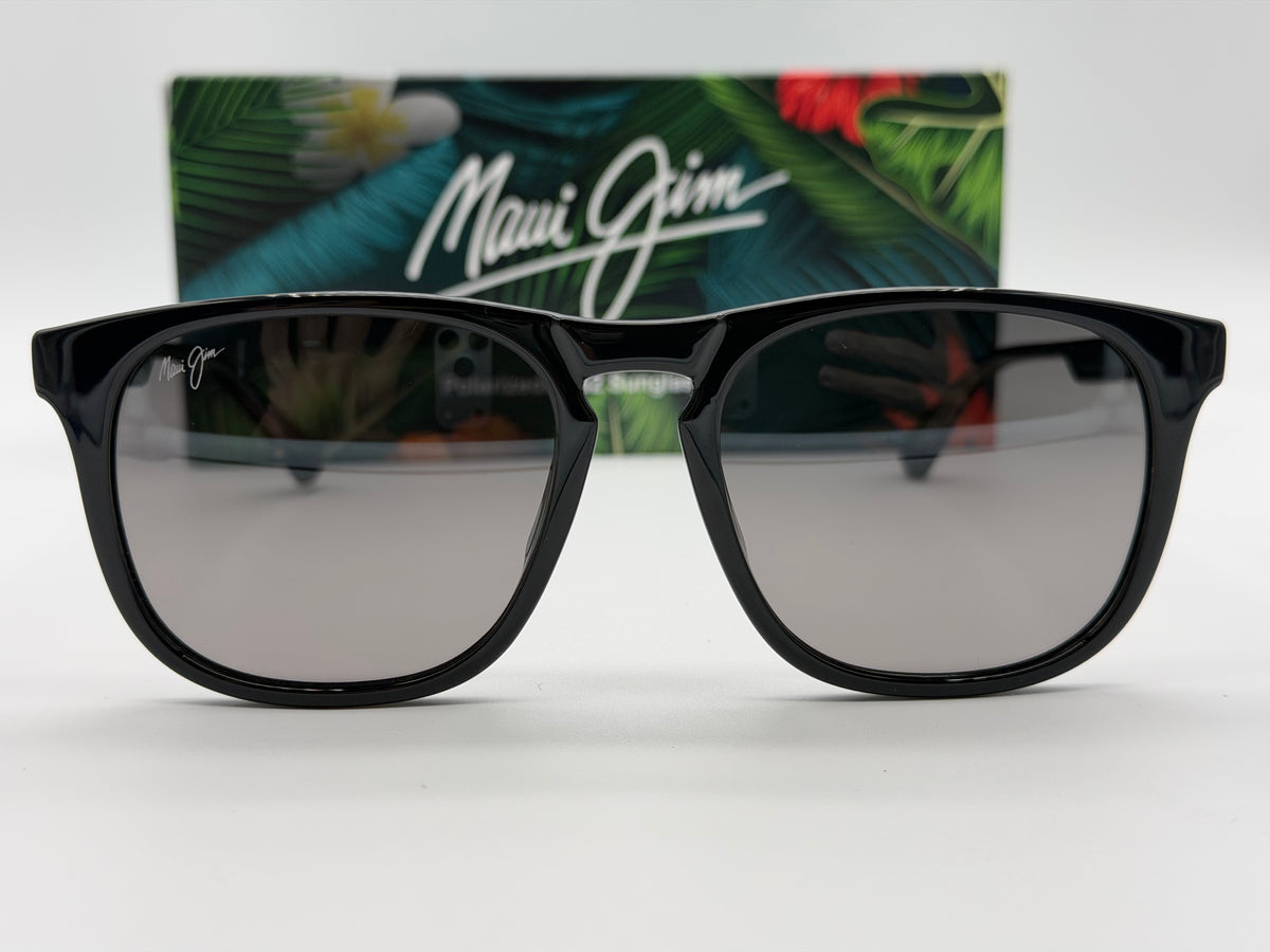 Maui Jim KUPAA 55mm Shiny Black Transparent Light Gray / Neutral Gray Super Thin Glass Polarized Itlay NEW