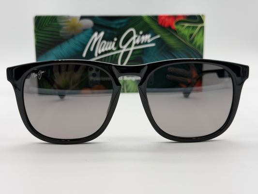 Maui Jim KUPAA 55mm Shiny Black Transparent Light Gray / Neutral Gray Super Thin Glass Polarized Itlay NEW