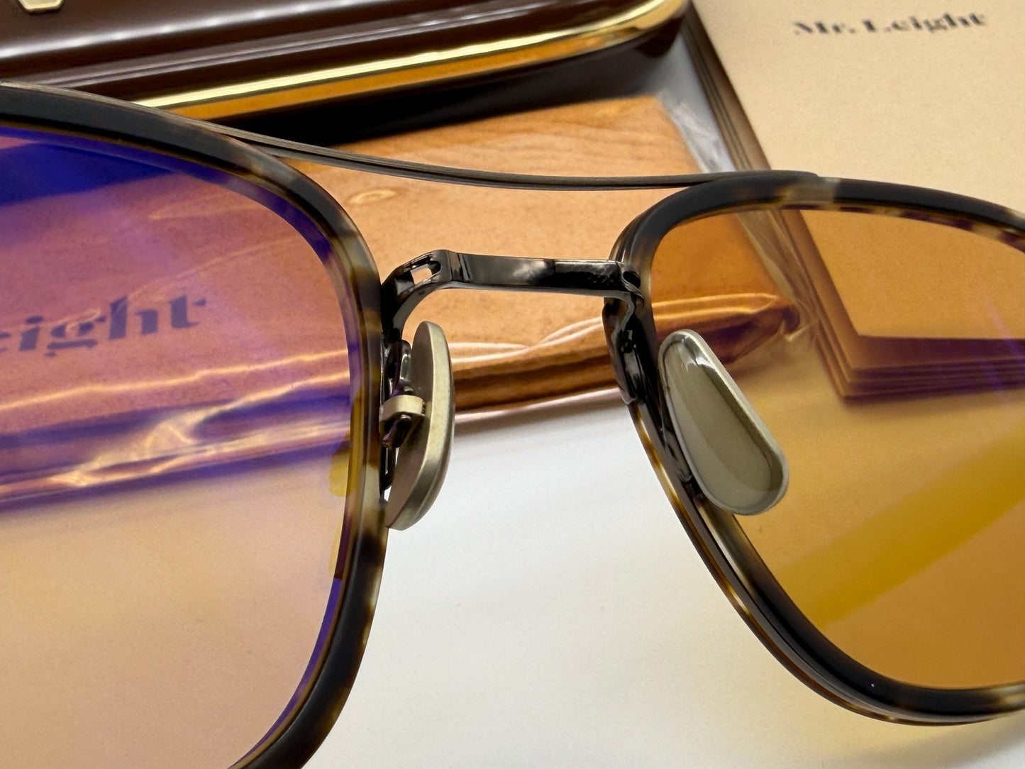 Mr. Leight Price S 49mm Matte Leopard Tortoise/Antique Gold with Pure Maple Lenses Japan NEW