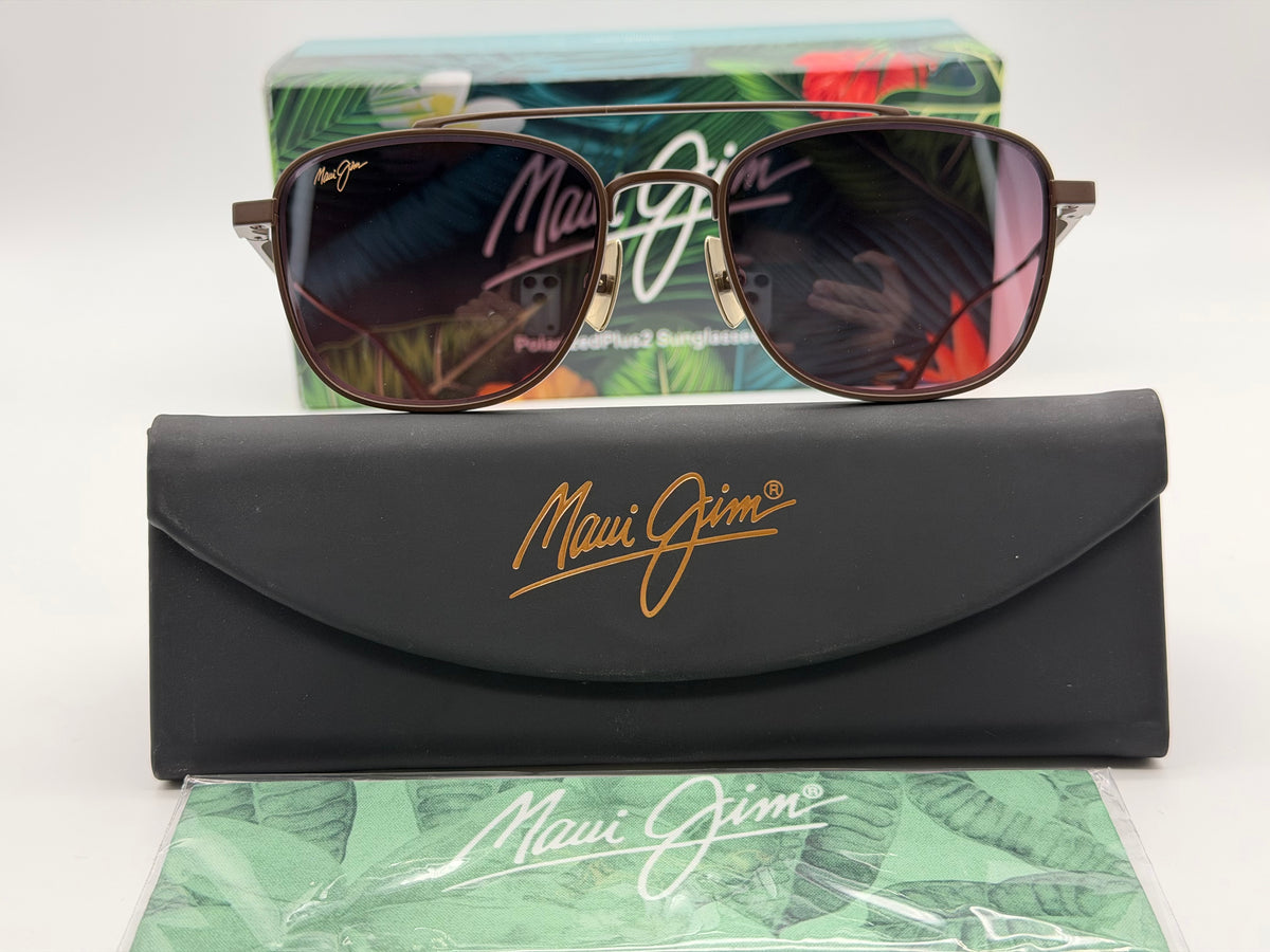 Maui Jim KAHANA 53mm Double Bridge Maui Rose Polarized / Shiny Brown Titanium MJ640 01 Japan NEW