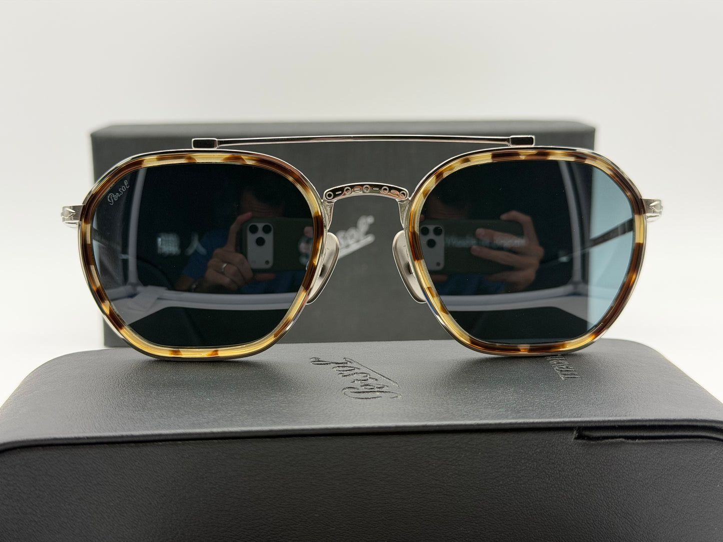 Persol PO 5010 ST 49mm Havana - Silver Titanium  / Blue Crystal Lens 8014R5 Japan NEW