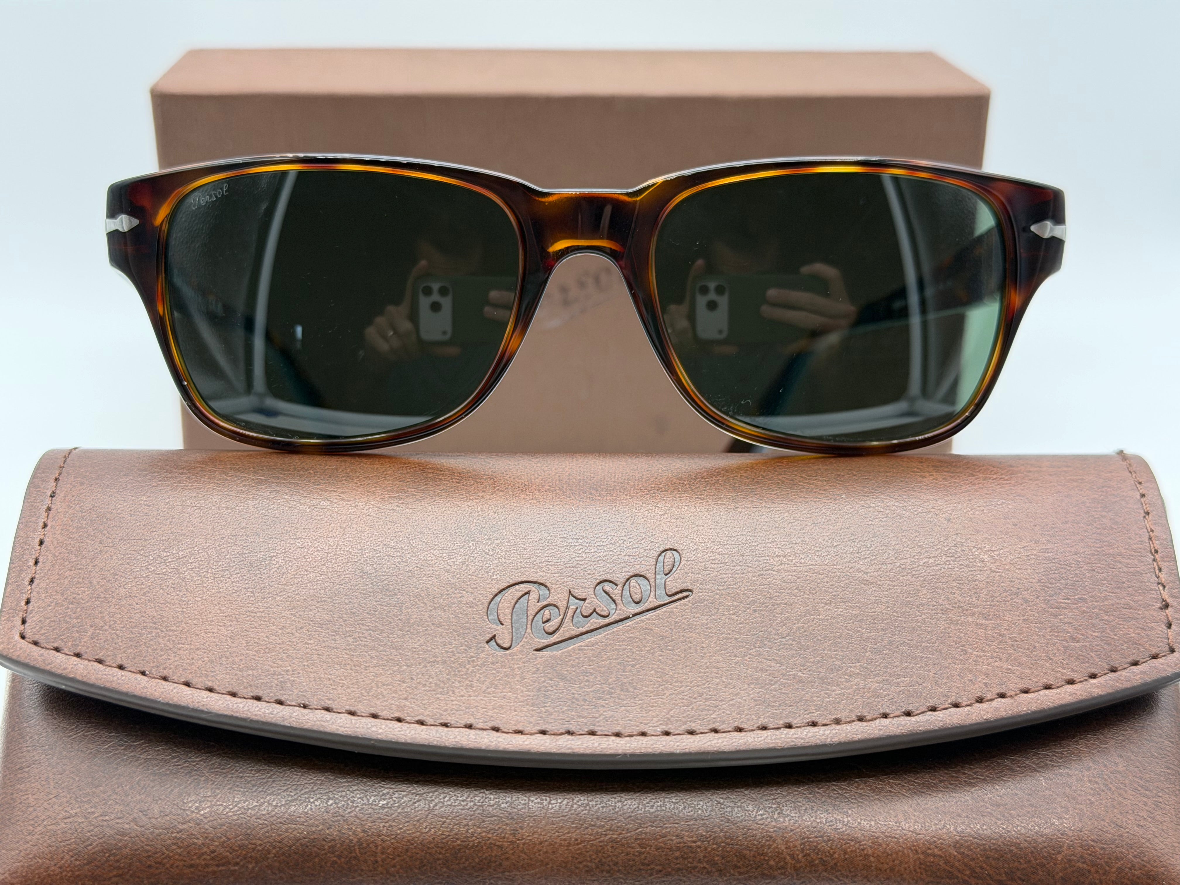 Persol PO 3288 55mm Havana / Green Crystal 25 / 31 Italy Open Box