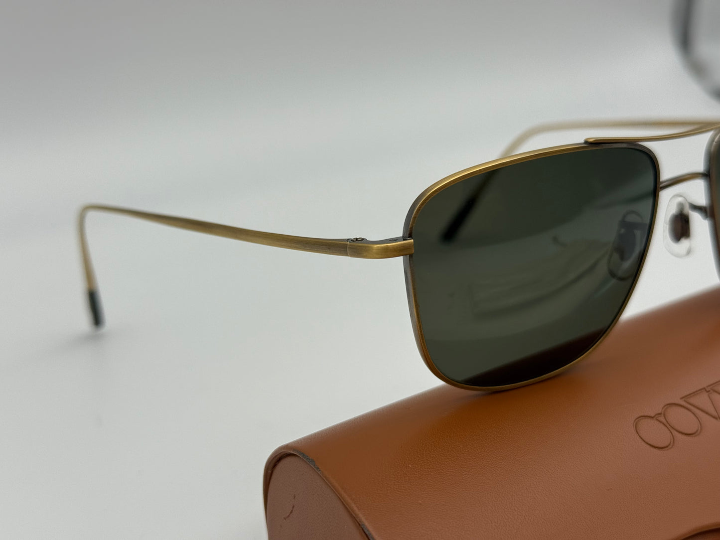 Oliver Peoples Shaefer VFX POLARIZED 55mm OV 1146 ST 5039/P1 Titanium Antique Gold Green PREOWNED