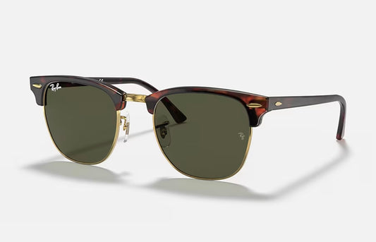 Ray-Ban Clubmaster 51mm RB 3016 Mock Tortoise Gold / G 15 Green W0366 NEW