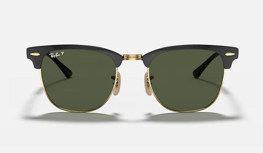 Ray-Ban Clubmaster Metal 51mm Polarized G 15 Green lens Gold / Black RB 3716 187 / 58 Italy NEW