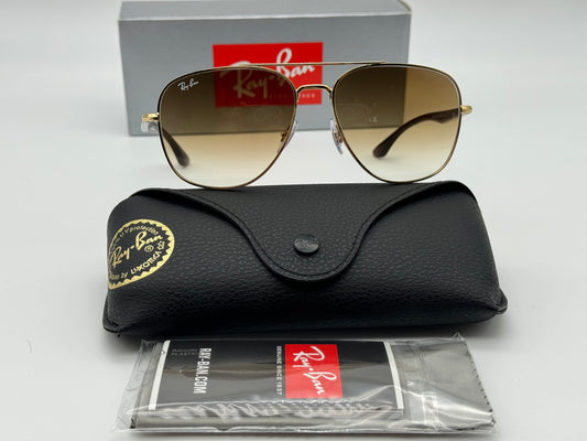 Ray-Ban RB 3683 56mm Gold / Clear Gradient Brown 001 /51 Italy NEW Small Factory defect