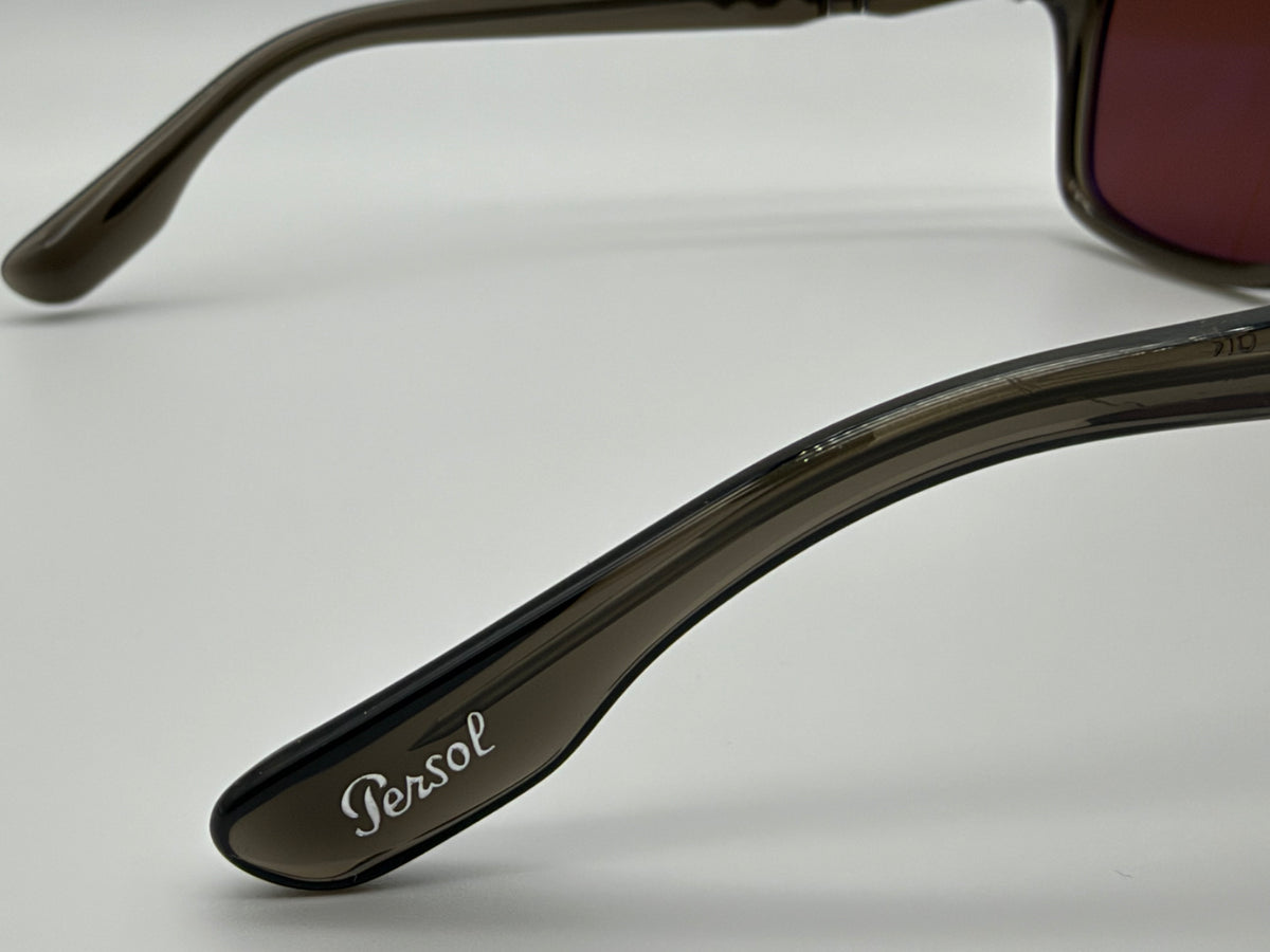 Persol PO 8002S Opal Grey /  Red Glass Lens 55mm 1103C5 Italy Preowned