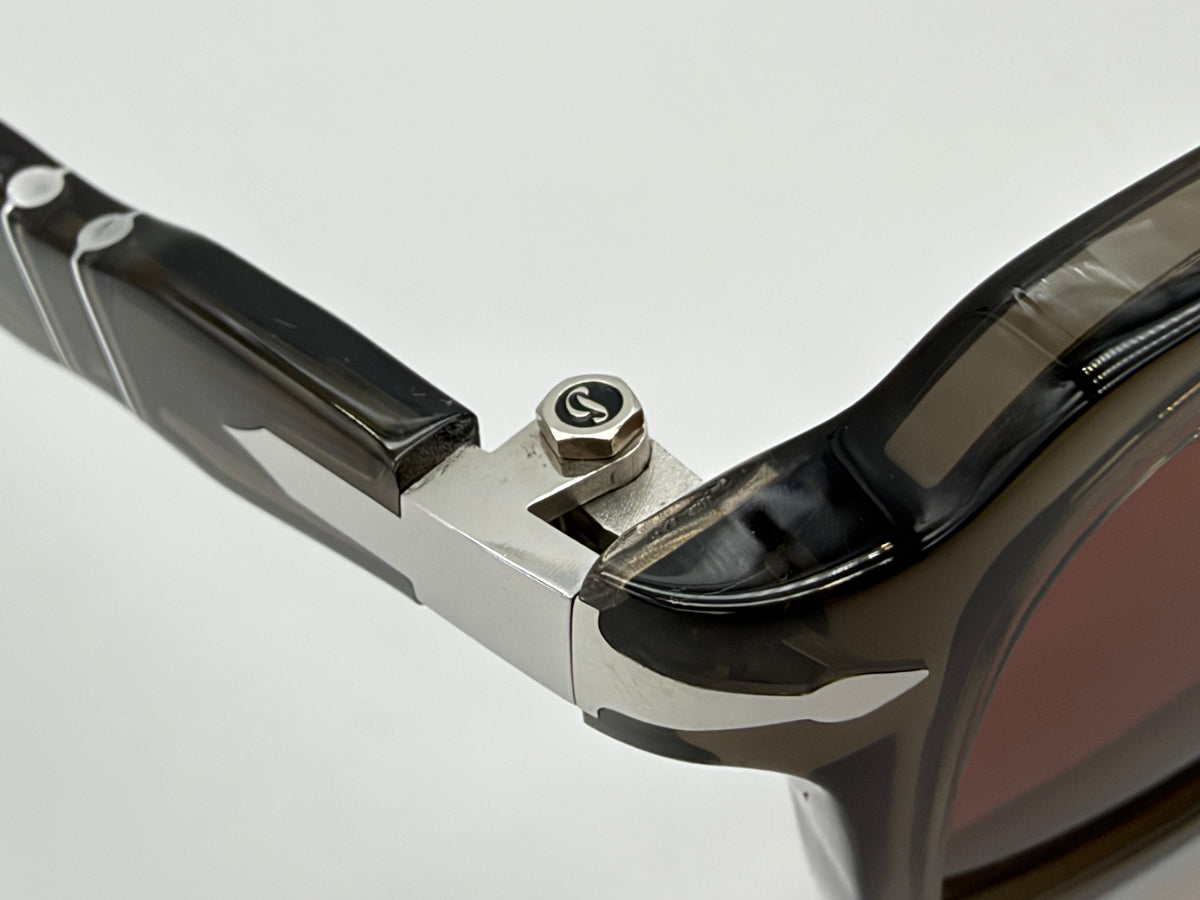 Persol PO 8002S Opal Grey /  Red Glass Lens 55mm 1103C5 Italy Preowned