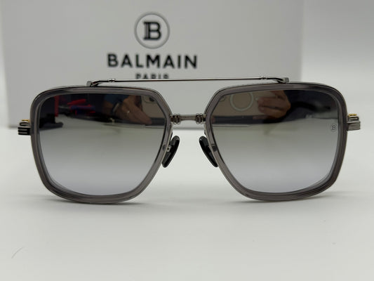 Balmain Paris Officer 58mm BPS-108 Titanium / Palladium Silver Mirror Gray Lens Japan Open Box