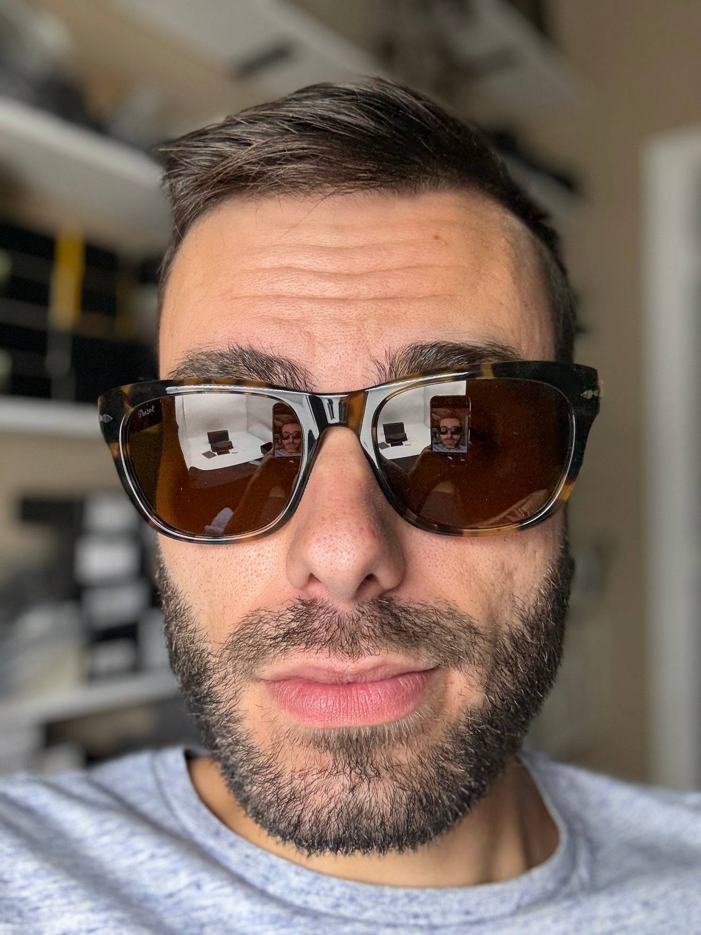 Persol PO 3313 55mm Brown Beige Tortoise / Brown Glass Lens 105633 Italy NEW