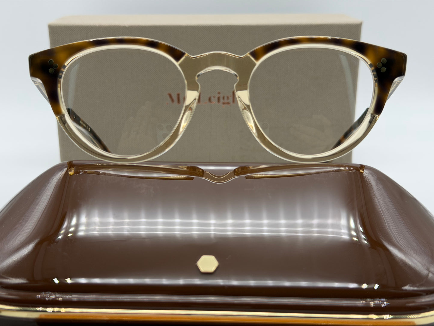 Mr. leight Audrey C 46mm CROWN SHELL - ANTIQUE GOLD Demo Lens Japan Open Box