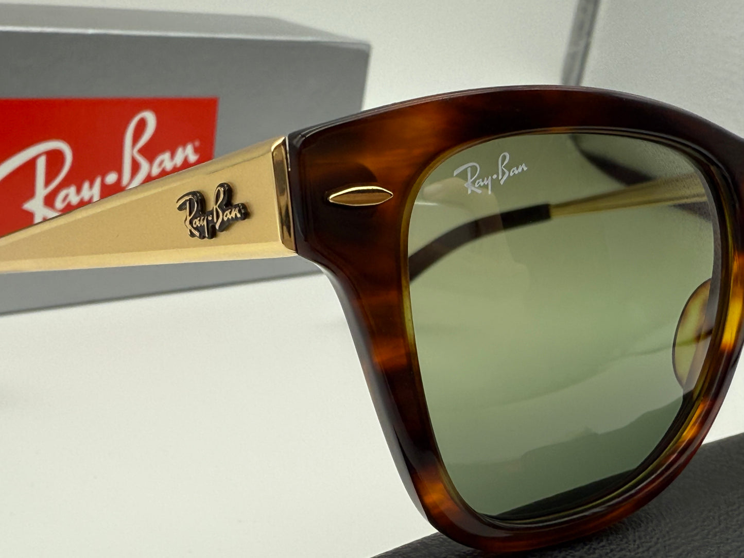 Ray-Ban RB 0707 SM 53mm Stripped Havana / Green Vintage 954 / G4 Italy NEW