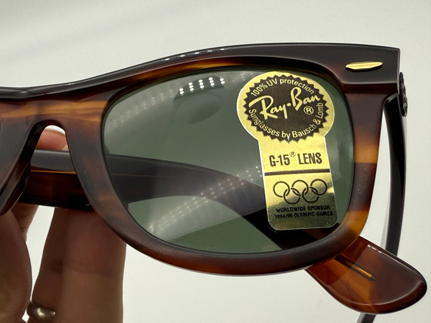 VINTAGE RAY-BAN WAYFARER 50mm USA B&L OLYMPIC SERIES TORTOISE / G-15 W2244 XUAR NOS