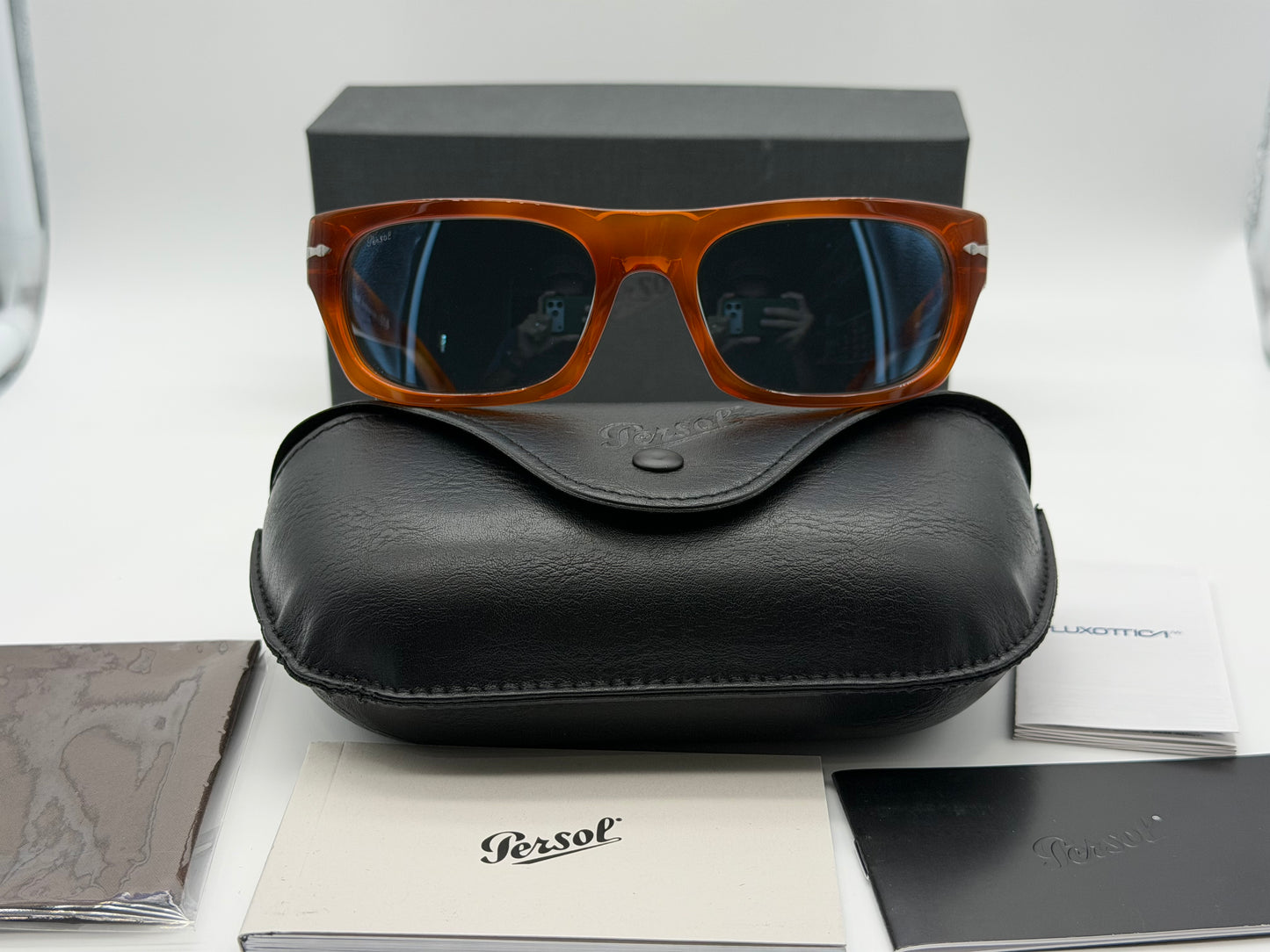 Persol PO 3398S 55mm Terra Di Siena / Light Blur Crystal 96 / 56 Italy NEW